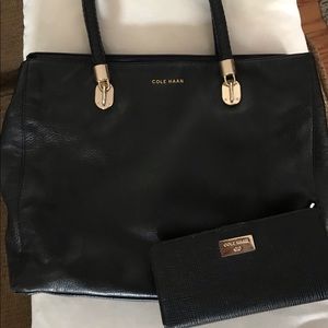 Cole Haan Black Purse and Matching Wallet